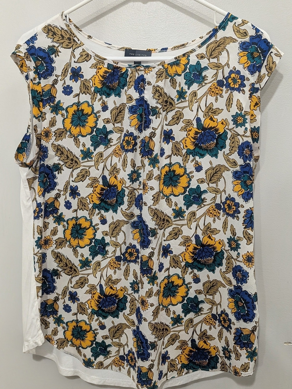 The Limited | Floral Mixed Media Cap Sleeve Blouse | Size Large